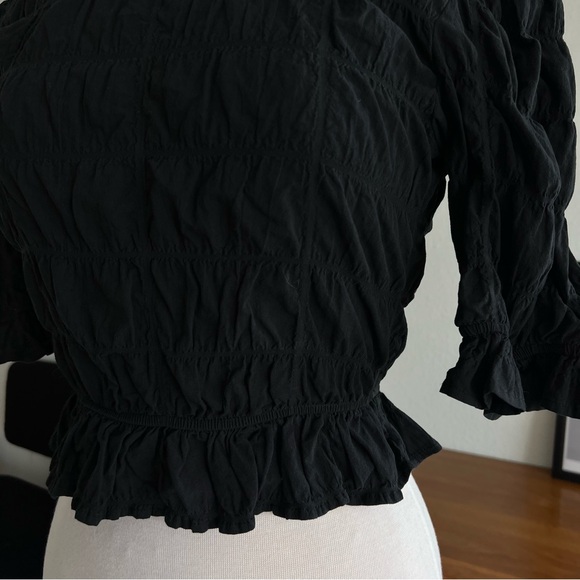 BLACK QUARTER SLEEVE STRETCHY TOP #0325 - Picture 2 of 9